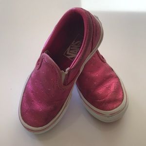 Girls Size 11 pink vans with hearts stamped in